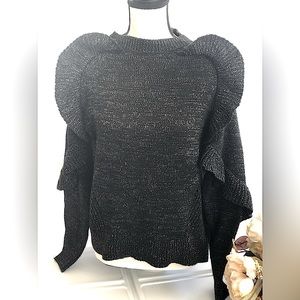Brand New-Time and Tru -Shimmer -Black-Ruffle Sweater